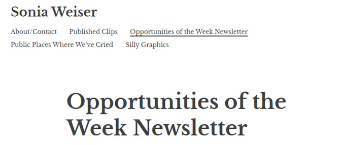 Sonia Weiser’s Opportunities of the Week